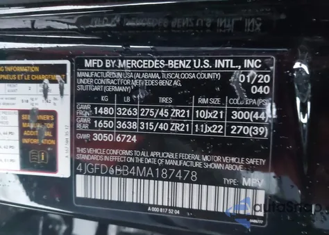 2021 Mercedes-Benz Amg Gle 53 Coupe 4Matic z USA, uszkodzony, nr VIN 4JGFD6BB4MA187478